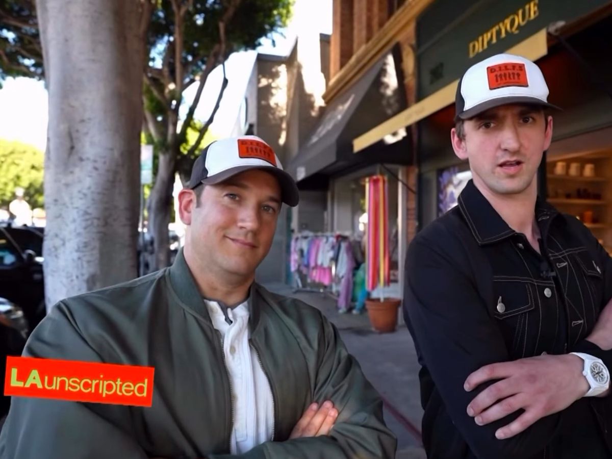 DILFs of Larchmont filming at Tacos Tu Madre for KTLA segment